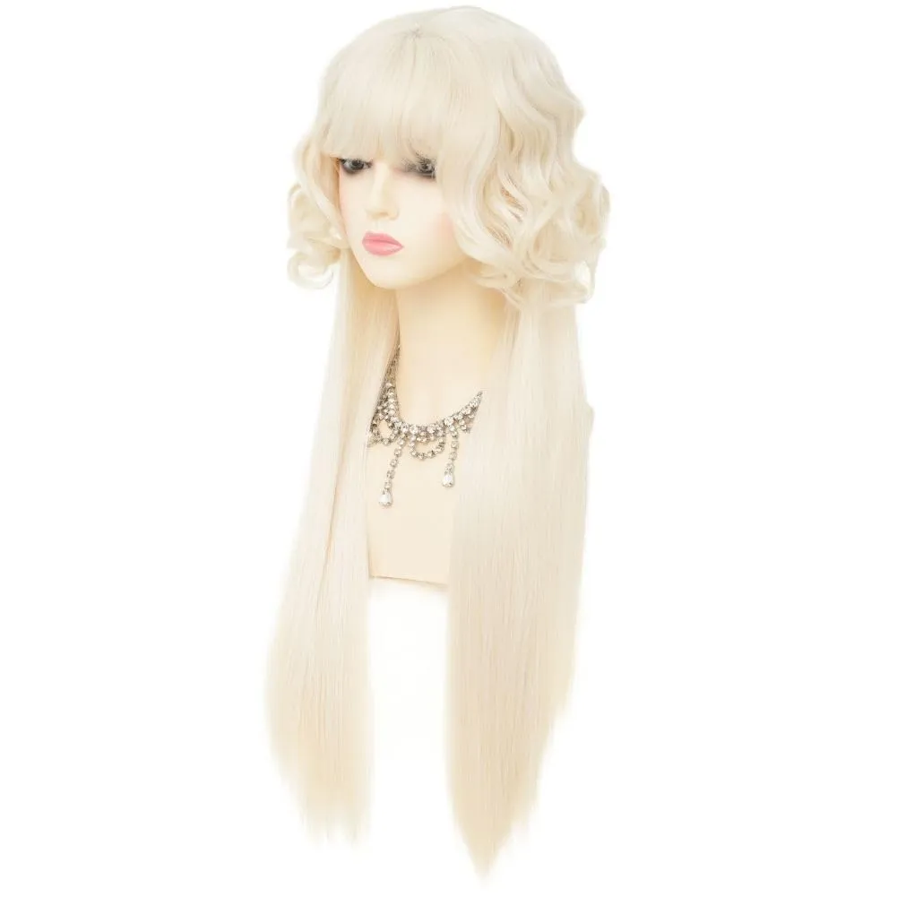 Blonde Wig with Bangs Long Curly Wigs for Women Natural fluffy Synthetic Fibre Hair Cosplay Party Anime Costume Wig