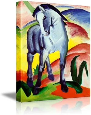Blue Horse by Franz Marc - Canvas Wall Art Famous Fine Art Reproduction| World Famous Painting Replica on Wrapped Canvas Print Modern Home Art Wood Framed & Ready to Hang - 24" x 36"