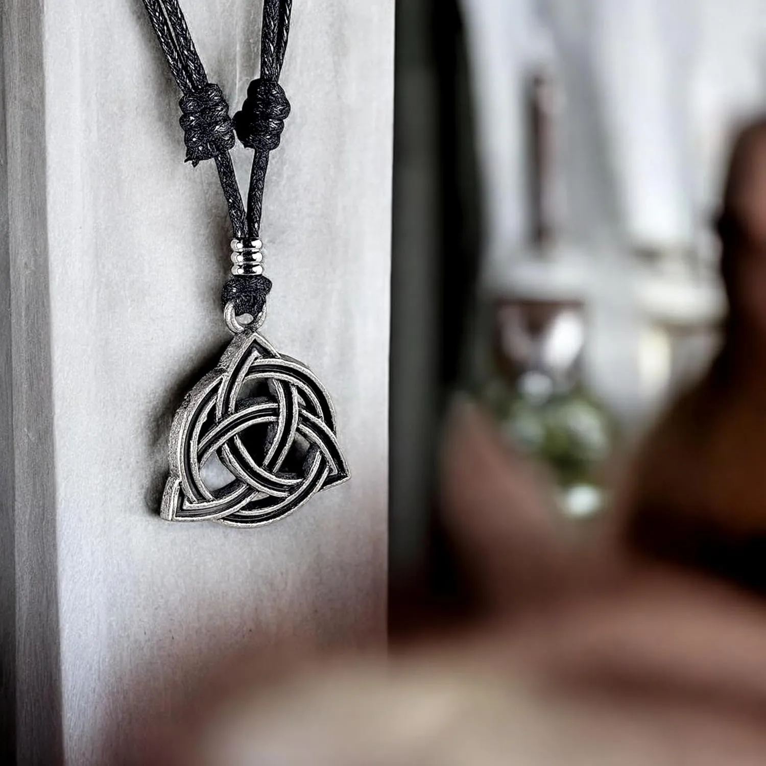 BlueRica Celtic Trinity Knot (Triquetra) on Adjustable Cord Necklace