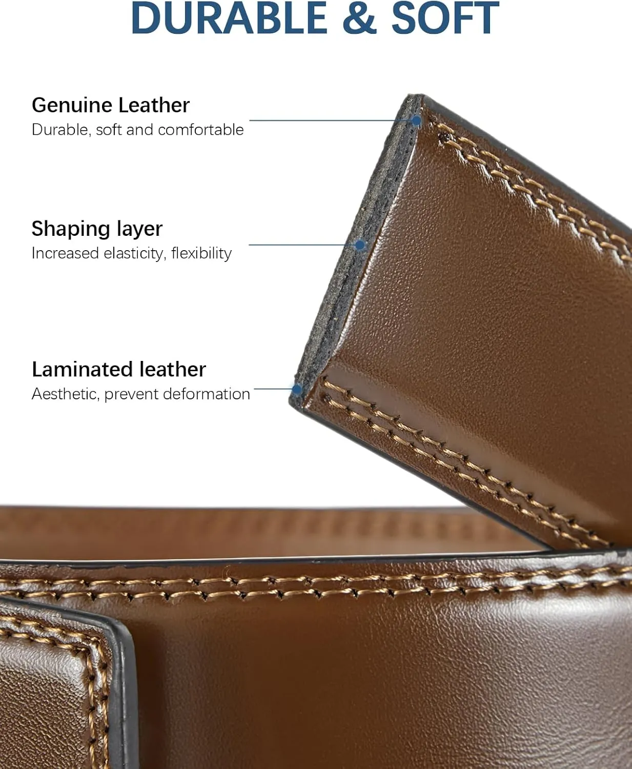 BOSTANTEN Ratchet Leather Belt For Men 2 Pack Dress and Casual with Adjustable Buckle, Trim to Fit