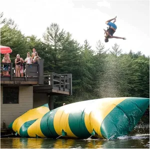 Bounce Swim Platform,Inflatable Water Trampoline, Bouncing Bed, Water Punch Off Inflatable Pillow Water Amusement Equipment(3 * 5m)