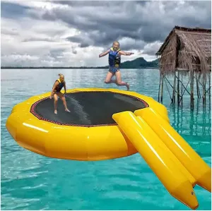 Bounce Swim Platform,Inflatable Water Trampoline, Water Trampoline Lake Inflatable Trampoline, Leisure Water Trampoline with Electric Inflatable, Adult Trampoline Water Amusement Bounce Table,4m(4m)