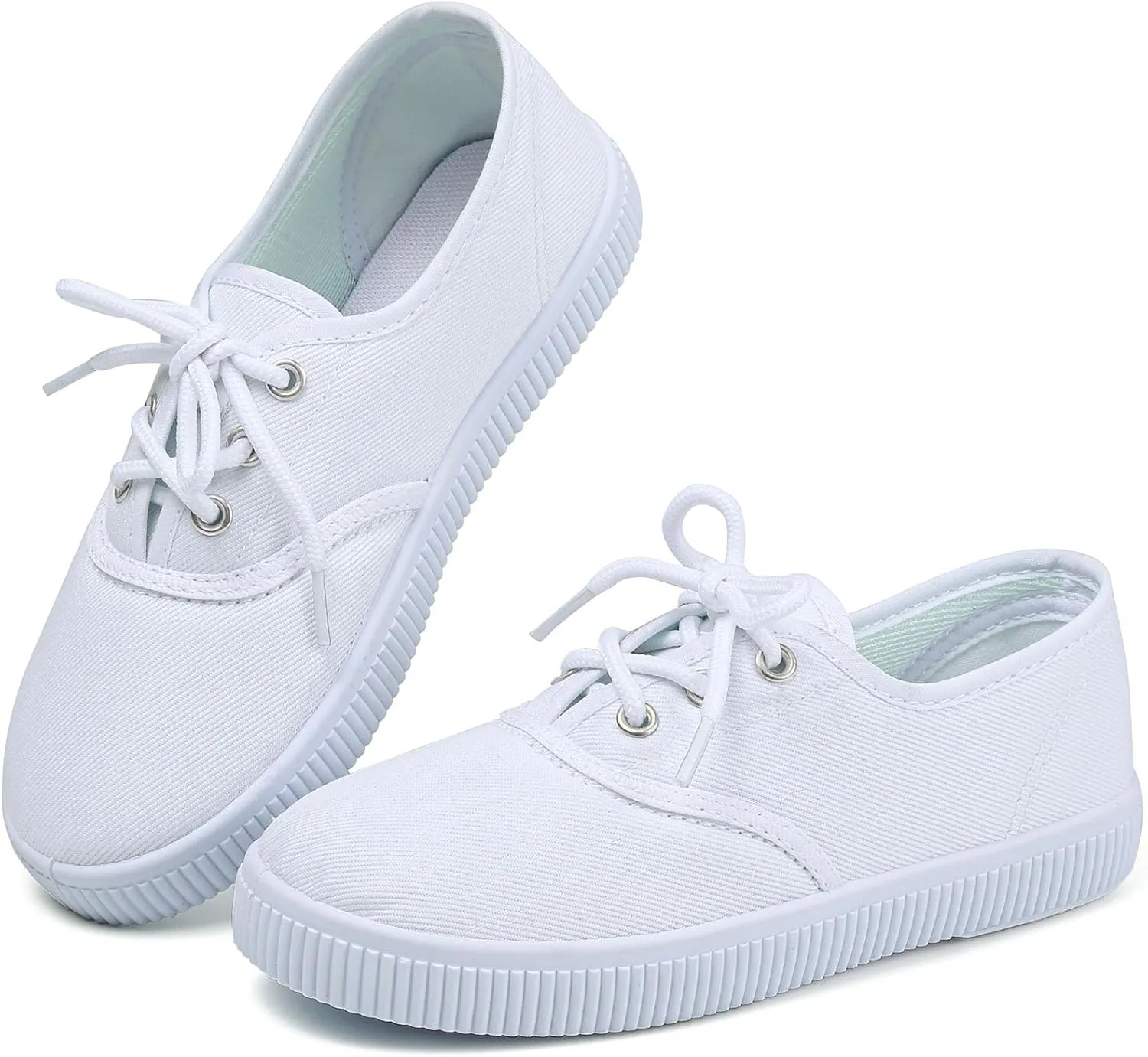 Boy's Girl's Kids White Canvas Shoes for Kids Slip-On Lightweight Sneakers Casual Skin-Friendly Walking Running Shoes(Toddler/Little Kids/Big Kids)
