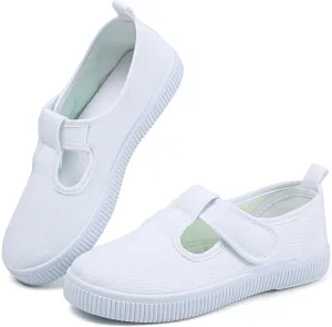 Boy's Girl's Kids White Canvas Shoes for Kids Slip-On Lightweight Sneakers Casual Skin-Friendly Walking Running Shoes(Toddler/Little Kids/Big Kids)