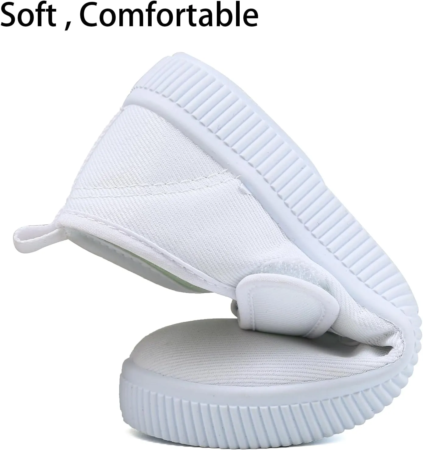 Boy's Girl's Kids White Canvas Shoes for Kids Slip-On Lightweight Sneakers Casual Skin-Friendly Walking Running Shoes(Toddler/Little Kids/Big Kids)