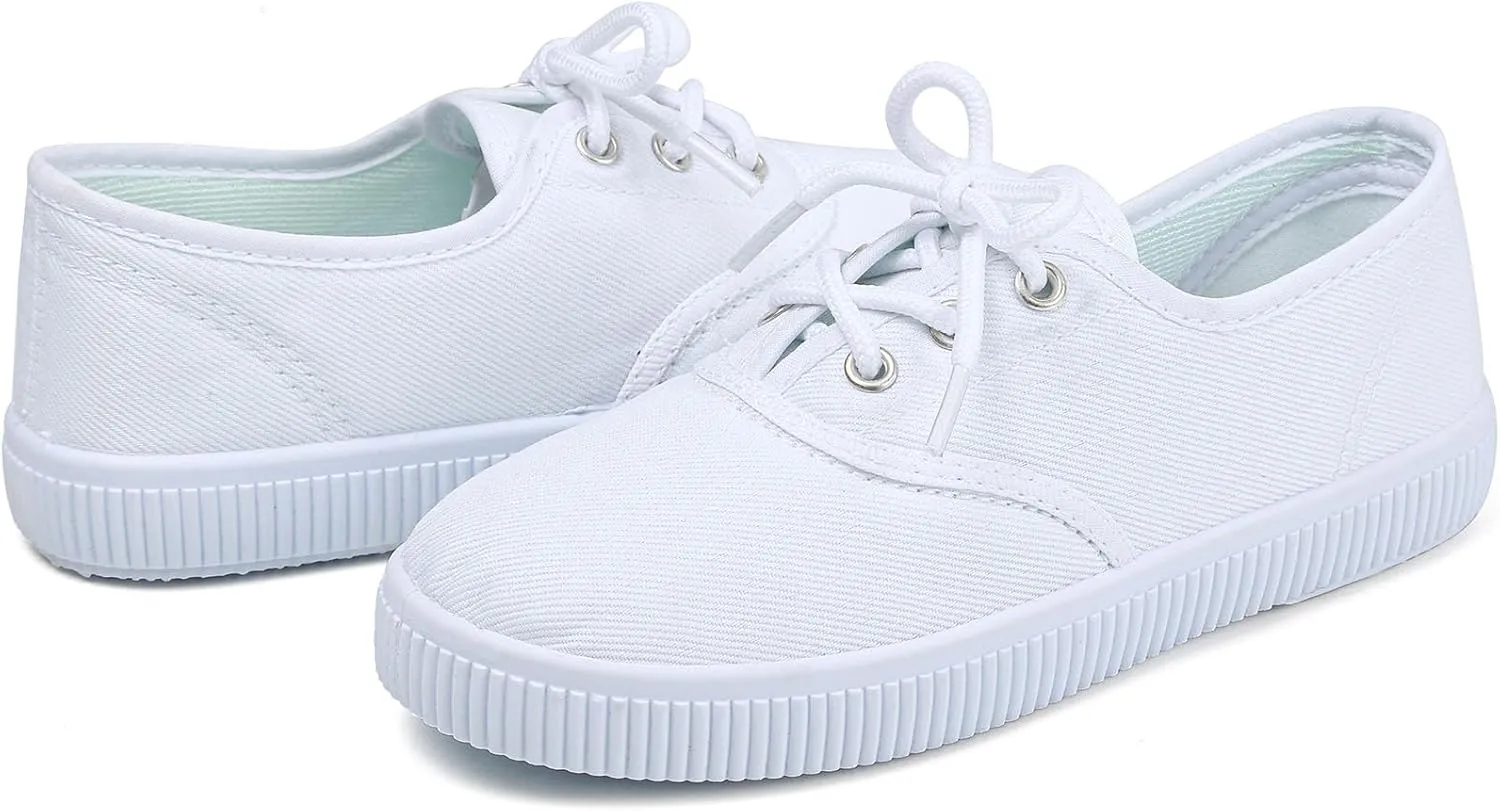 Boy's Girl's Kids White Canvas Shoes for Kids Slip-On Lightweight Sneakers Casual Skin-Friendly Walking Running Shoes(Toddler/Little Kids/Big Kids)