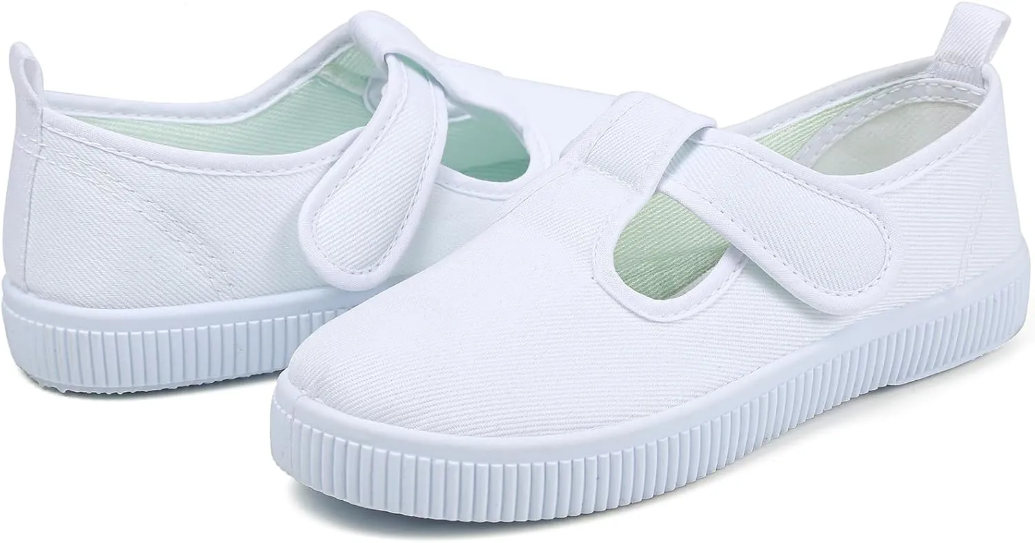 Boy's Girl's Kids White Canvas Shoes for Kids Slip-On Lightweight Sneakers Casual Skin-Friendly Walking Running Shoes(Toddler/Little Kids/Big Kids)