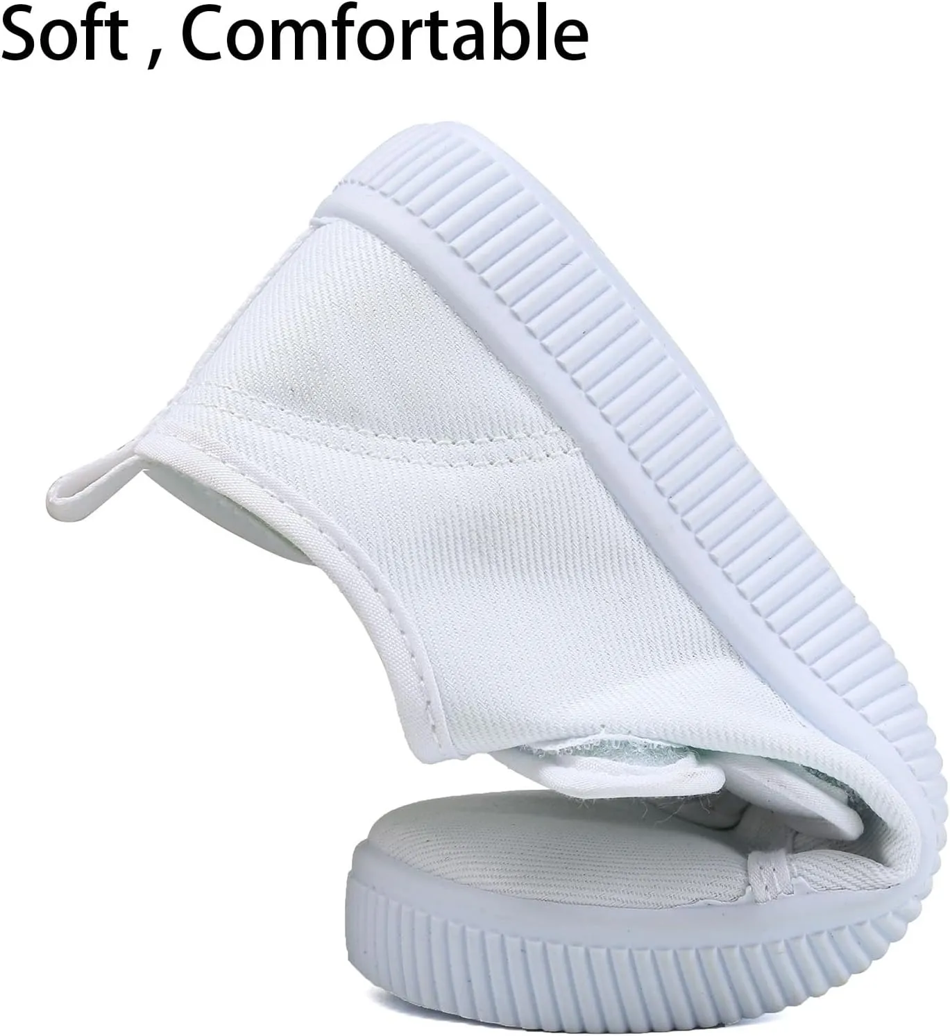 Boy's Girl's Kids White Canvas Shoes for Kids Slip-On Lightweight Sneakers Casual Skin-Friendly Walking Running Shoes(Toddler/Little Kids/Big Kids)