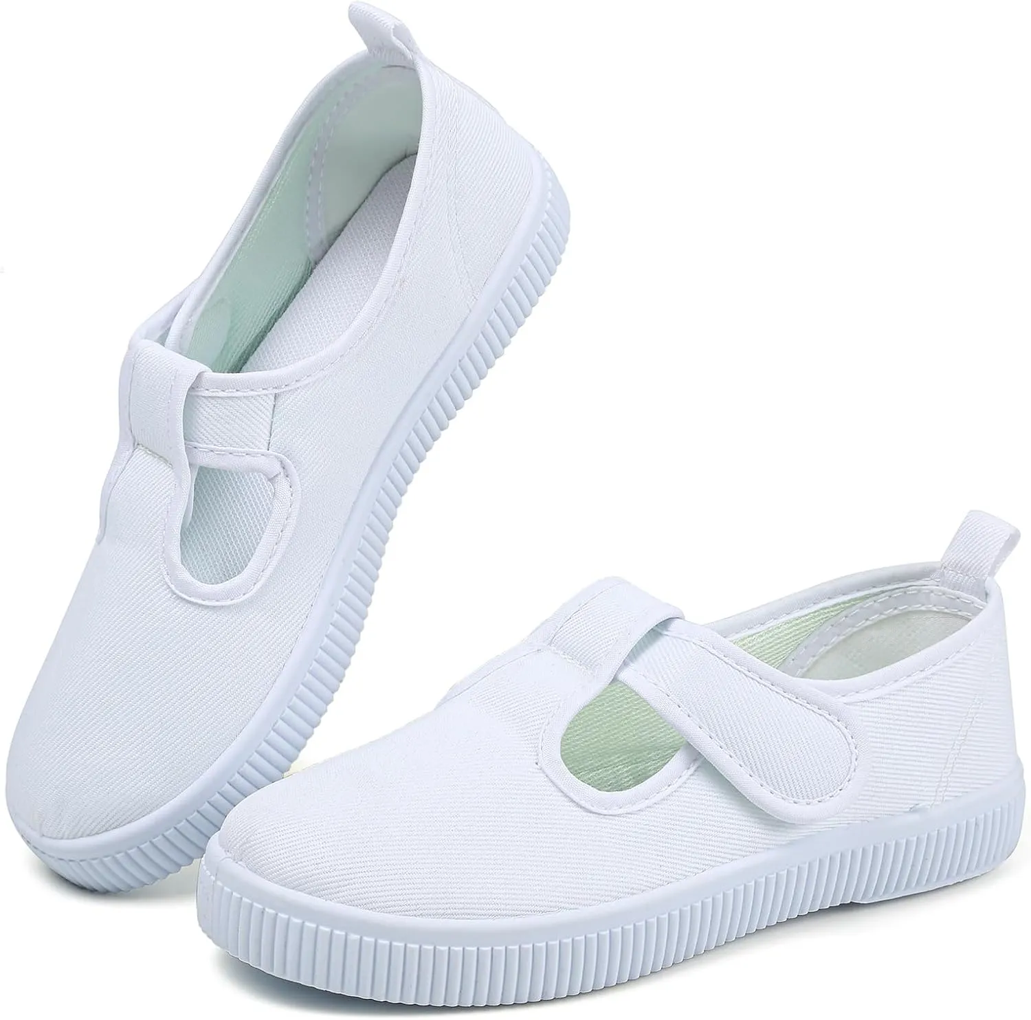 Boy's Girl's Kids White Canvas Shoes for Kids Slip-On Lightweight Sneakers Casual Skin-Friendly Walking Running Shoes(Toddler/Little Kids/Big Kids)