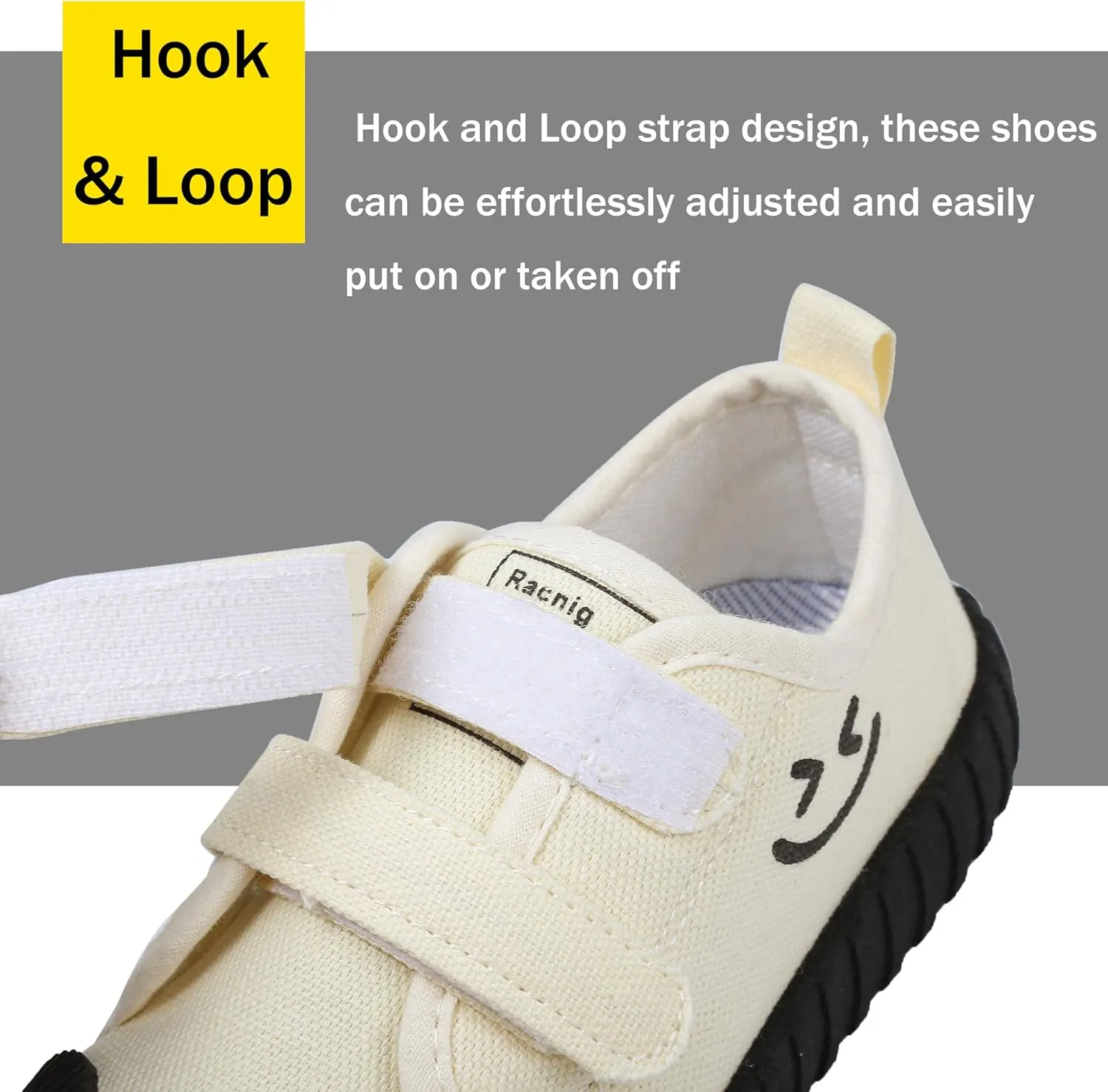 Boy's Girl's Toddlers Canvas Shoes Slip-On Lightweight Kids Sneakers Hook and Loops Casual Skin-Friendly Walking Running Shoes with Multicolor Sole (Toddler/Little Kids)