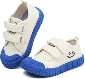 Boy's Girl's Toddlers Canvas Shoes Slip-On Lightweight Kids Sneakers Hook and Loops Casual Skin-Friendly Walking Running Shoes with Multicolor Sole (Toddler/Little Kids)