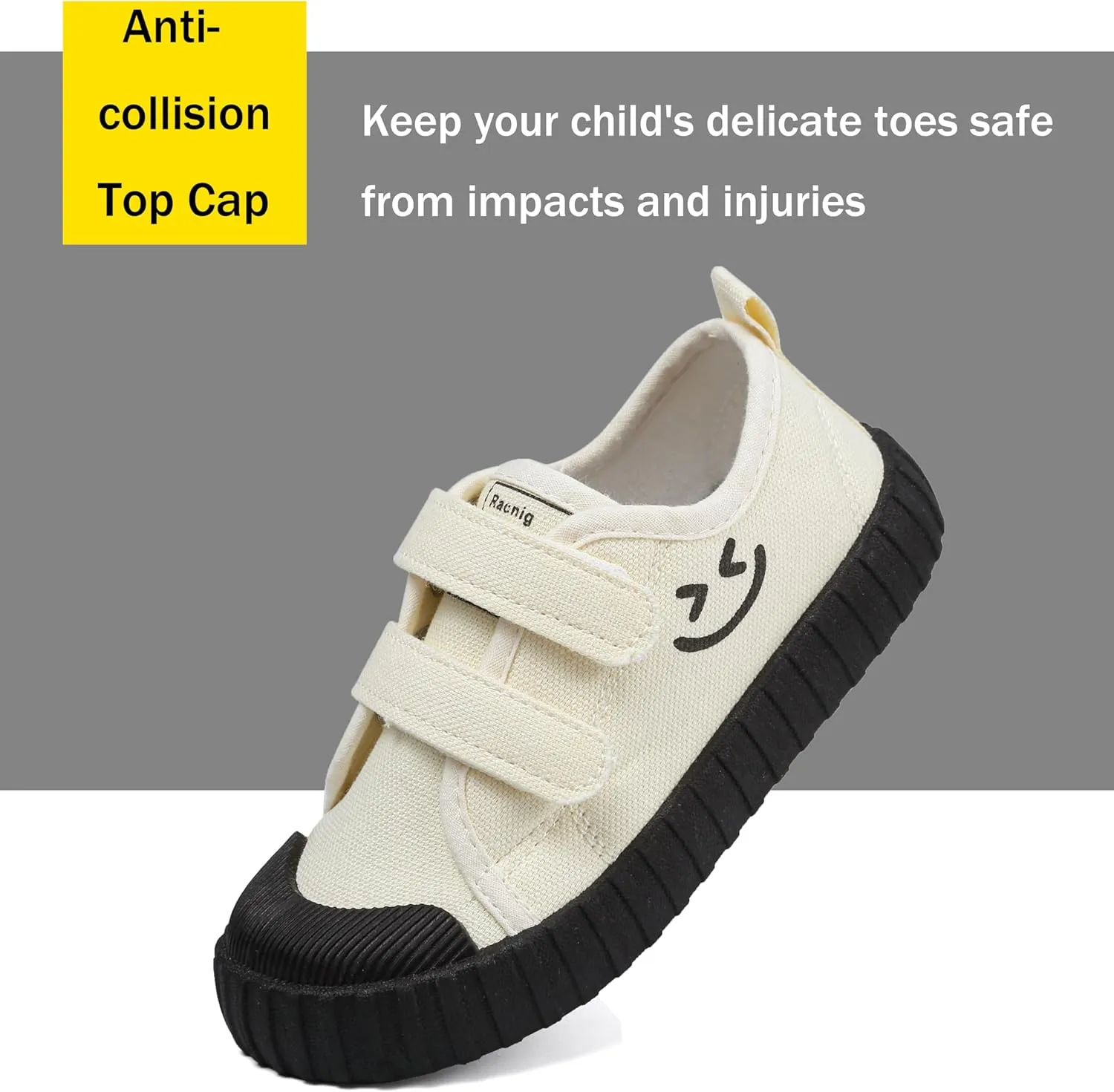 Boy's Girl's Toddlers Canvas Shoes Slip-On Lightweight Kids Sneakers Hook and Loops Casual Skin-Friendly Walking Running Shoes with Multicolor Sole (Toddler/Little Kids)
