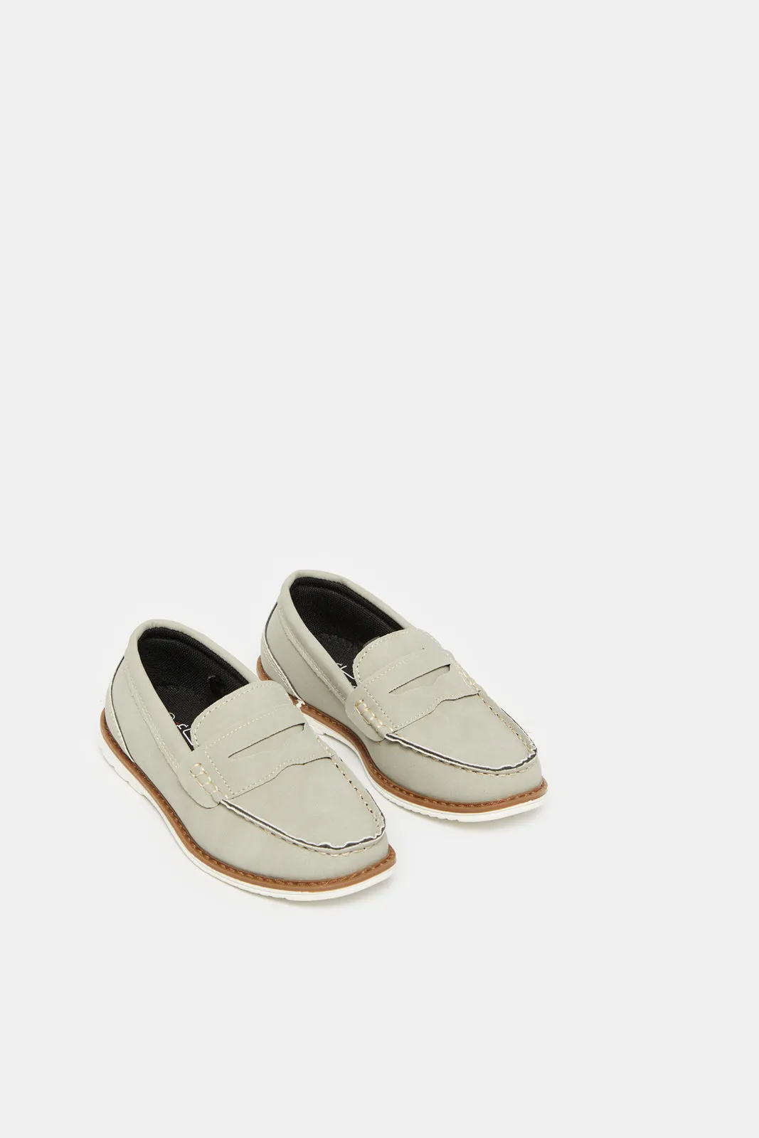 Boys Grey Embellished Loafers