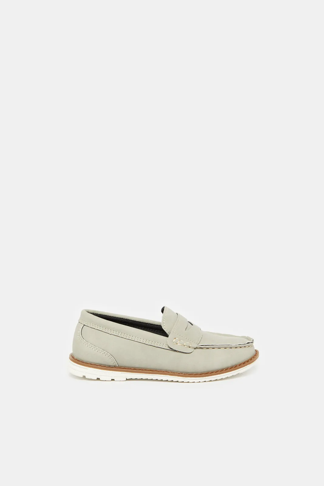 Boys Grey Embellished Loafers