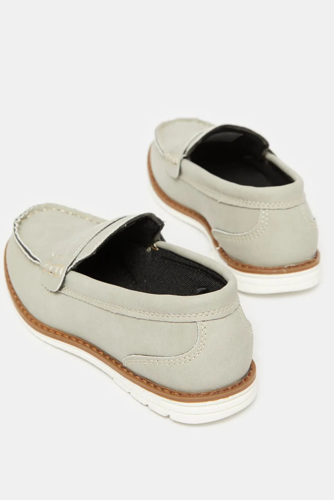 Boys Grey Embellished Loafers