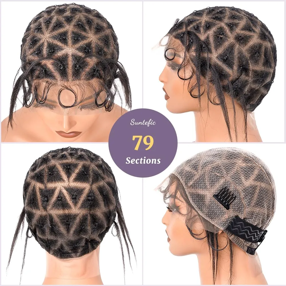 Braided Wig Cap With Baby Hair Crochet Wig Cap For Crochet Braids Hair Glueless Double Full Hd Lace Wig Caps For Black Women (Black, 79 Knots New)