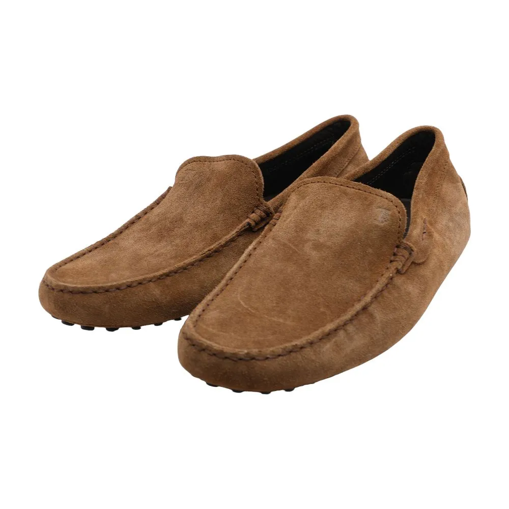 Brown Gommino Suede Driving Loafers