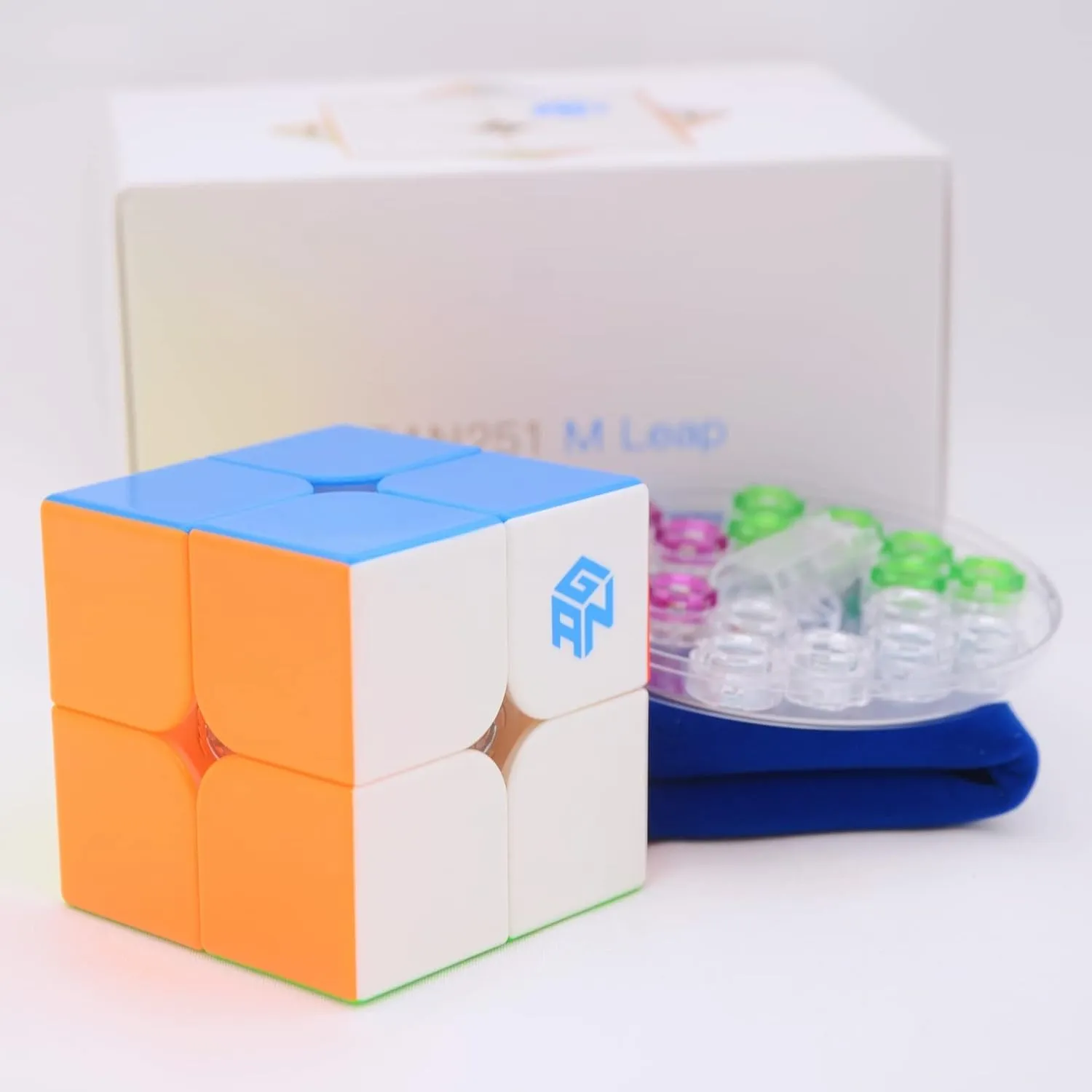 Bukefuno GAN 251 M Leap UV 2x2 Magnetic Cube Gans Mini Speed GAN 251 Leap 63 2x2x2 Stickerless Magnets Magic Puzzle(UV Coated Primary Internal)