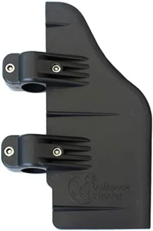 Bullnose Rudder clamp on boat rudder fits a 1.125" transom trolling motor shaft. Commonly used for, inflatable Pontoon, Pelican Bass Raider 10E, fishing Kayak, Canoe, Jon boat, etc. USA Manufactured