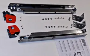 Bundle - 9" BLUM TANDEM Drawer Slides with BLUMOTION. Includes Slides 563H, Locking Devices, Rear Mounting Brackets, Screws and Instructions.