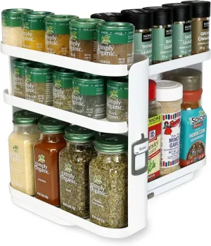 Cabinet Caddy SNAP! Spice Rack Organizer for Cabinet - Slide & Rotate Seasoning Organizer - 3 Snap-In Adjustable Shelves for 5 Tier of Storage - Magnetic Modular Design - 8.9”H x 6.1”W x 10.8”D