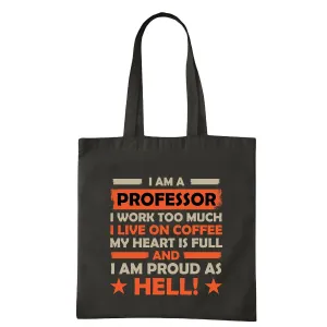 Caffeine Professor Gift for Overworked Professors Who Live on Coffee Navy Black Multicolor Canvas Tote Bag