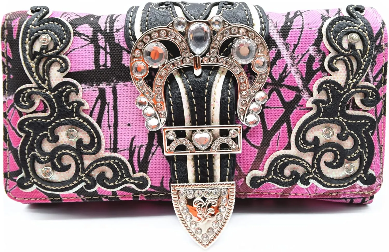 Camouflage Buckle Western Style Country Purse Single Shoulder Bags Clutch Women Blocking Wristlet Wallet
