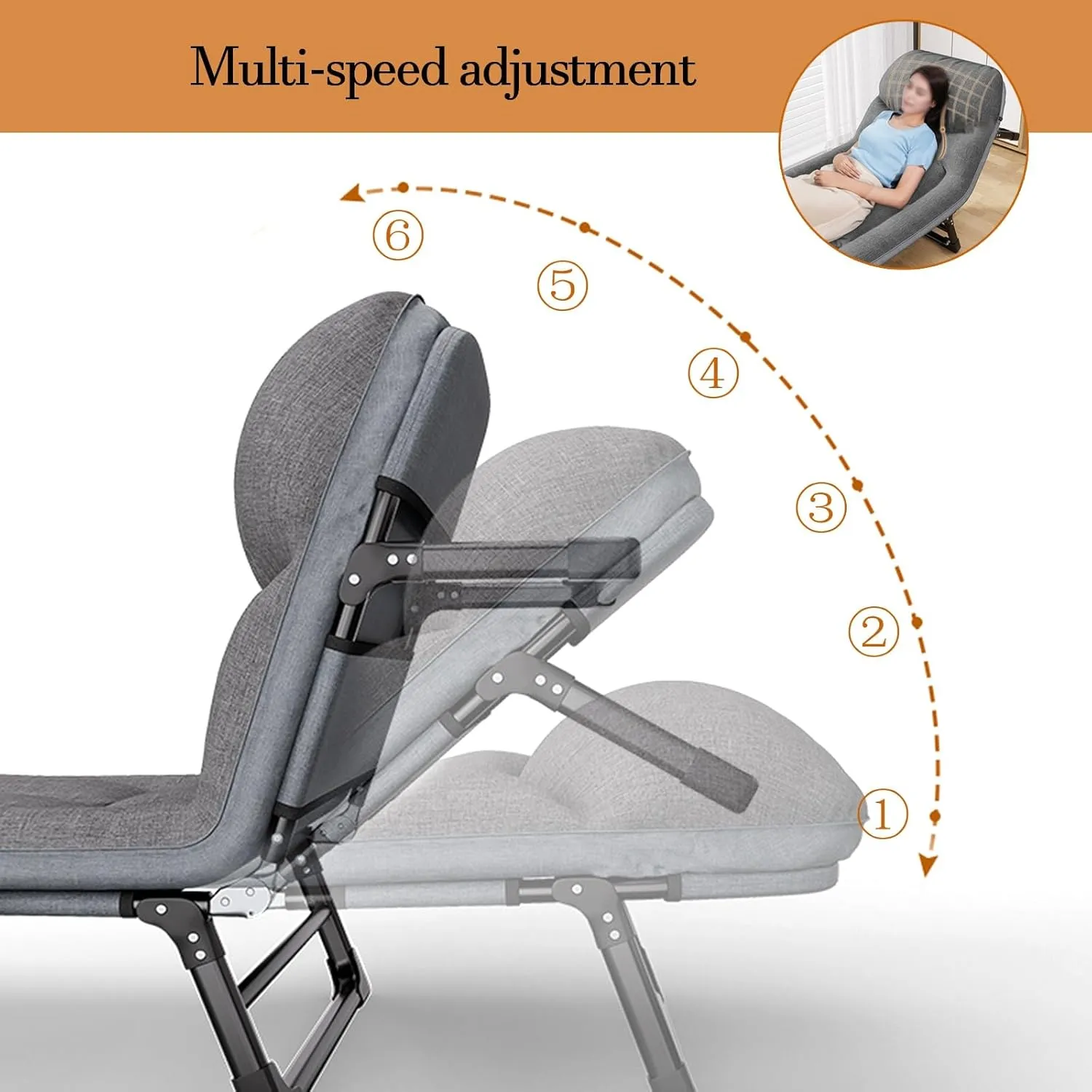 Camping Cots for Adults, 6 Positions Adjustable, Folding Camping Cot, Outdoor Portable Chaise Lounge Chair for Home Nap Beach Travel(190 * 66 * 30cm/74.8 * 26 * 11.8in)