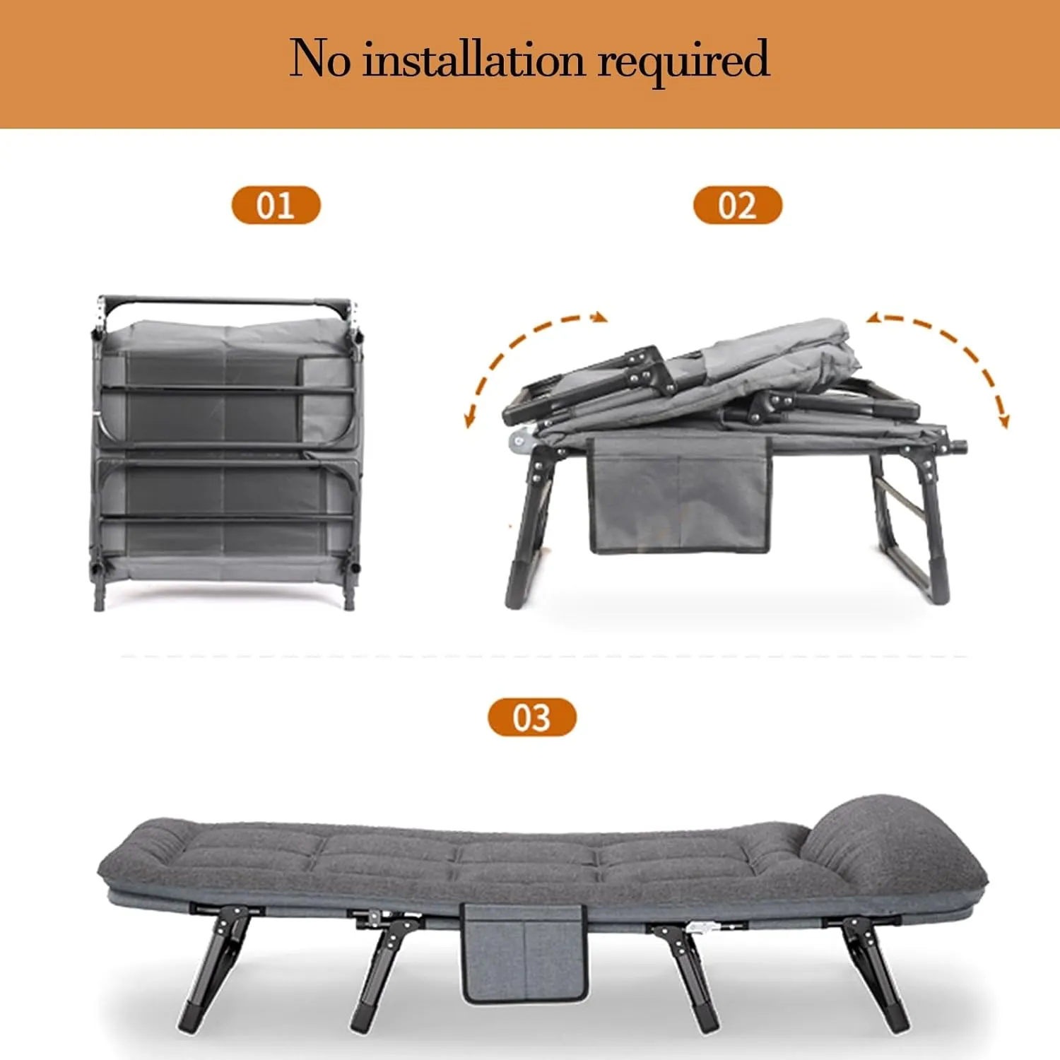 Camping Cots for Adults, 6 Positions Adjustable, Folding Camping Cot, Outdoor Portable Chaise Lounge Chair for Home Nap Beach Travel(190 * 66 * 30cm/74.8 * 26 * 11.8in)