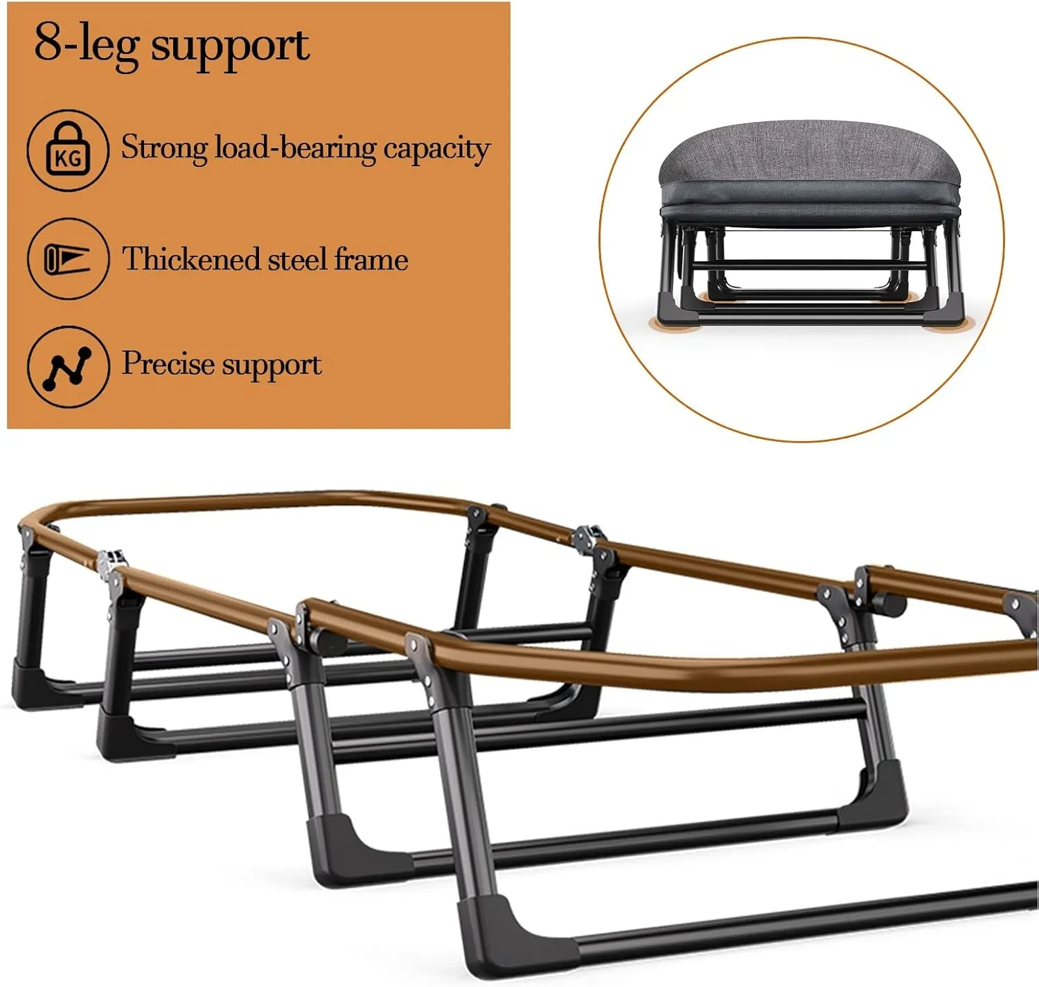 Camping Cots for Adults, 6 Positions Adjustable, Folding Camping Cot, Outdoor Portable Chaise Lounge Chair for Home Nap Beach Travel(190 * 66 * 30cm/74.8 * 26 * 11.8in)