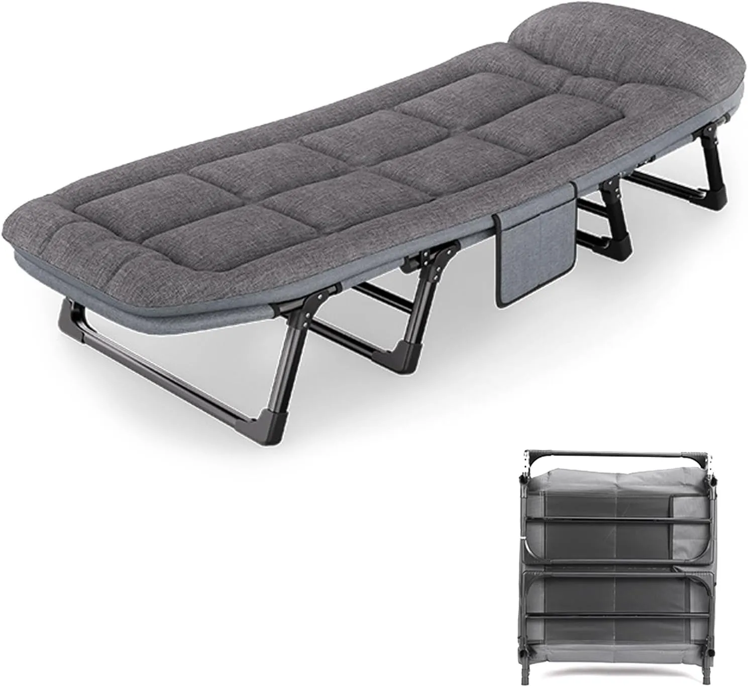 Camping Cots for Adults, 6 Positions Adjustable, Folding Camping Cot, Outdoor Portable Chaise Lounge Chair for Home Nap Beach Travel(190 * 66 * 30cm/74.8 * 26 * 11.8in)