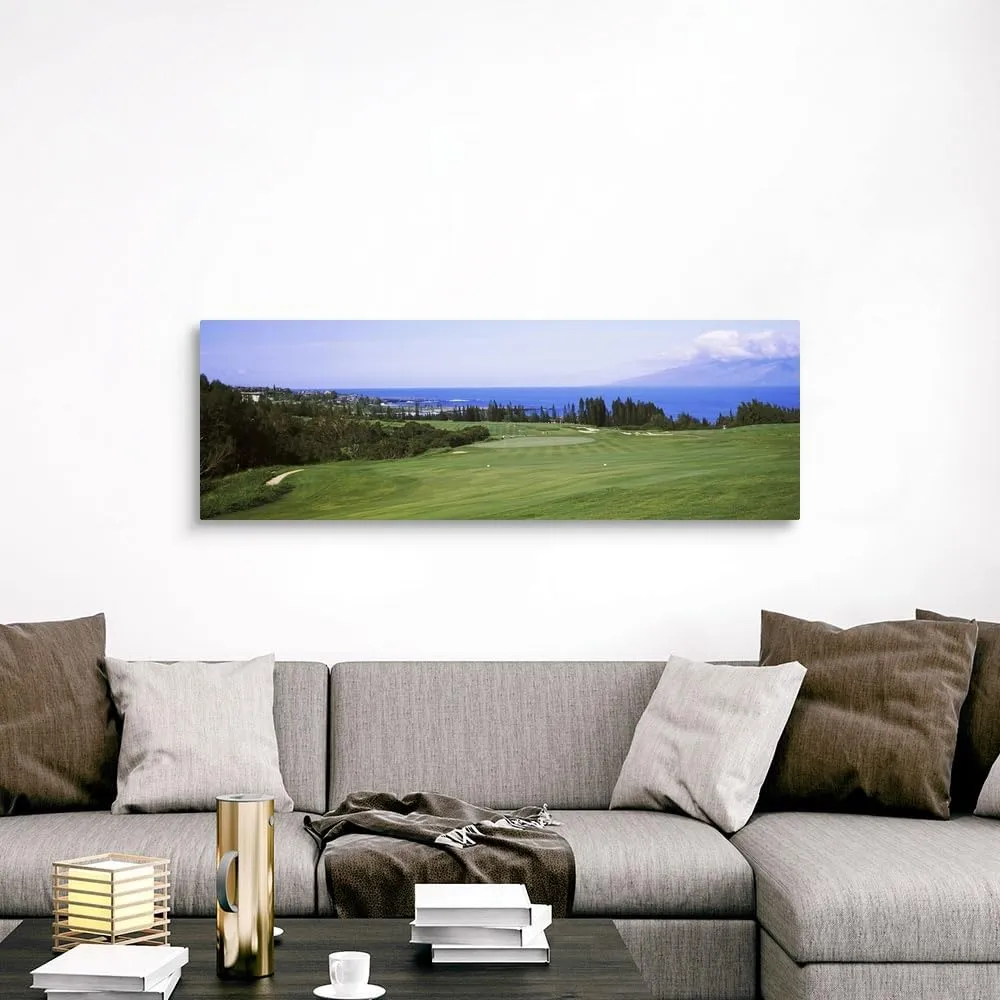 CANVAS ON DEMAND Golf Course At the Oceanside, Kapalua Golf Course, Maui, Hawaii Canvas Wall Art Print, Home Decor, Sports, United States Artwork, 60" x20in