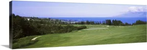 CANVAS ON DEMAND Golf Course At the Oceanside, Kapalua Golf Course, Maui, Hawaii Canvas Wall Art Print, Home Decor, Sports, United States Artwork, 60" x20in