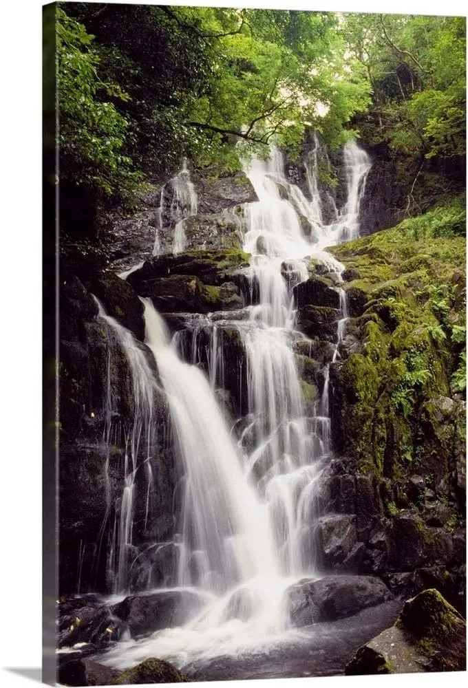 CANVAS ON DEMAND Torc Waterfall, Killarney, County Kerry, Ireland Canvas Wall Art Print by the Irish Image Collection, Home Decor, Nature Artwork, 16" x24in