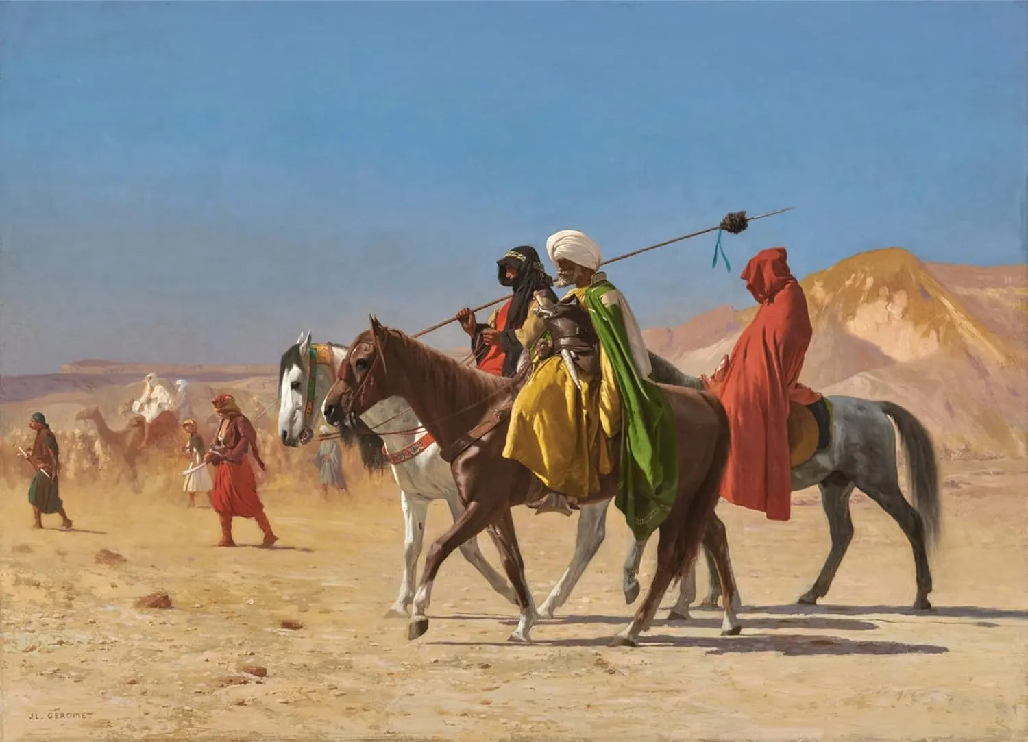 Canvas Riders Crossing the Desert Three Arabs Bedouin on Arabian Horses 1870 Orientalism Painting By Jean Leon Gerome Repro on Canvas 12" X 16" Image Size Shipped Rolled Up