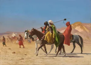 Canvas Riders Crossing the Desert Three Arabs Bedouin on Arabian Horses 1870 Orientalism Painting By Jean Leon Gerome Repro on Canvas 16" X 22" Image Size Shipped Rolled Up