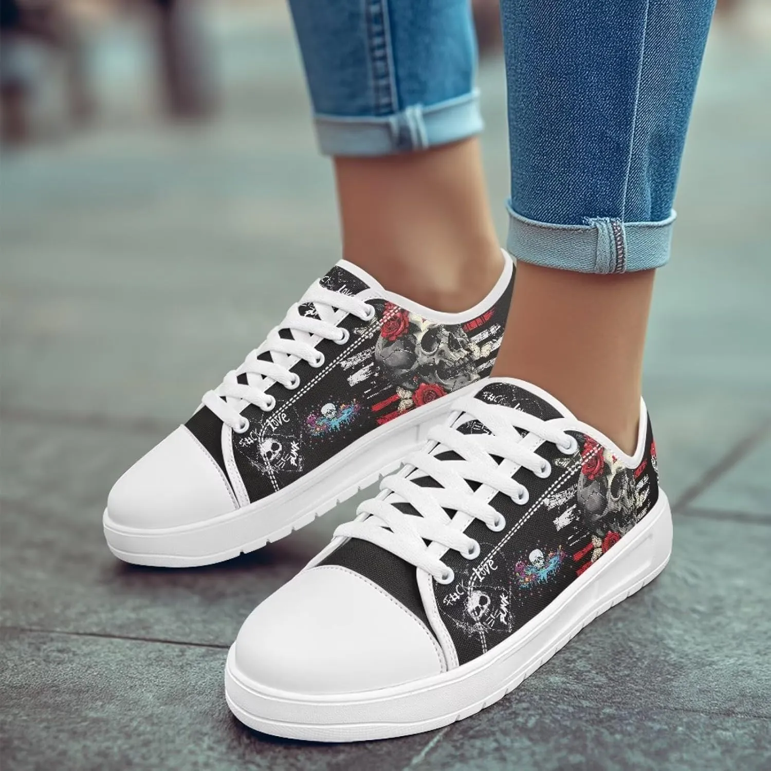 Canvas Shoes for Women Classic Mesh Breathable Lightweight Non-Slip Sneakers Slip On Tennis Walking Shoes US 5.5-13.5