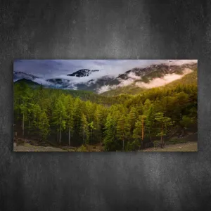 Canvas Wall Art Idyllic misty Alpine landscape majestic Dolomites alps – Gran Painting Poster Print Pictures On Canvas Framed Giclee Artwork Ready to Hang for Home Office Wall Decor