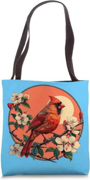 Cardinal Bird On Dogwood Flower - North Carolina Bird Flower Tote Bag