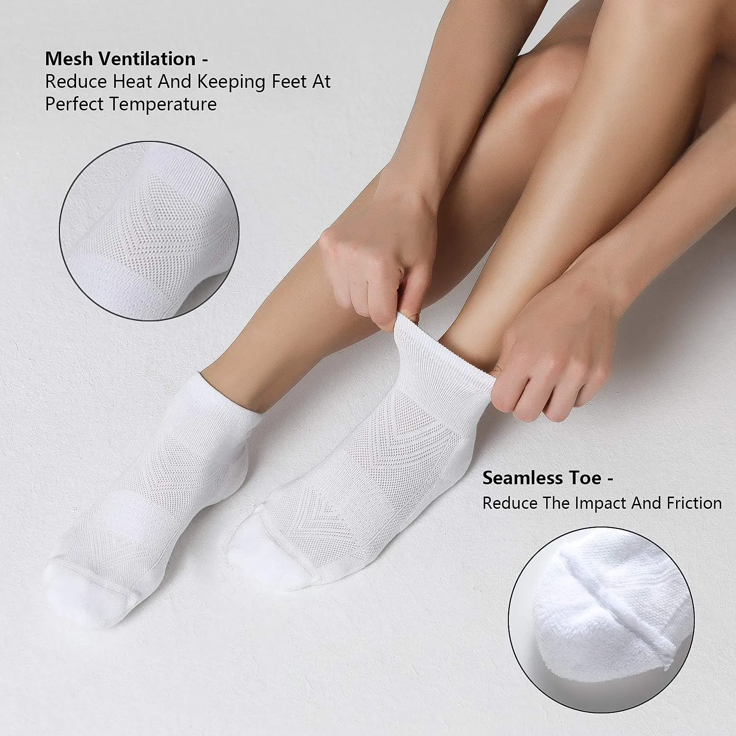 CelerSport 6 Pack Men's Ankle Socks with Cushion, Sport Athletic Running Socks