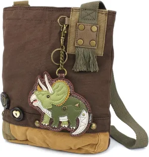 CHALA Handbags Brown/Olive Canvas Patch Cross-body Messenger Bags with 2021 new Key-fob