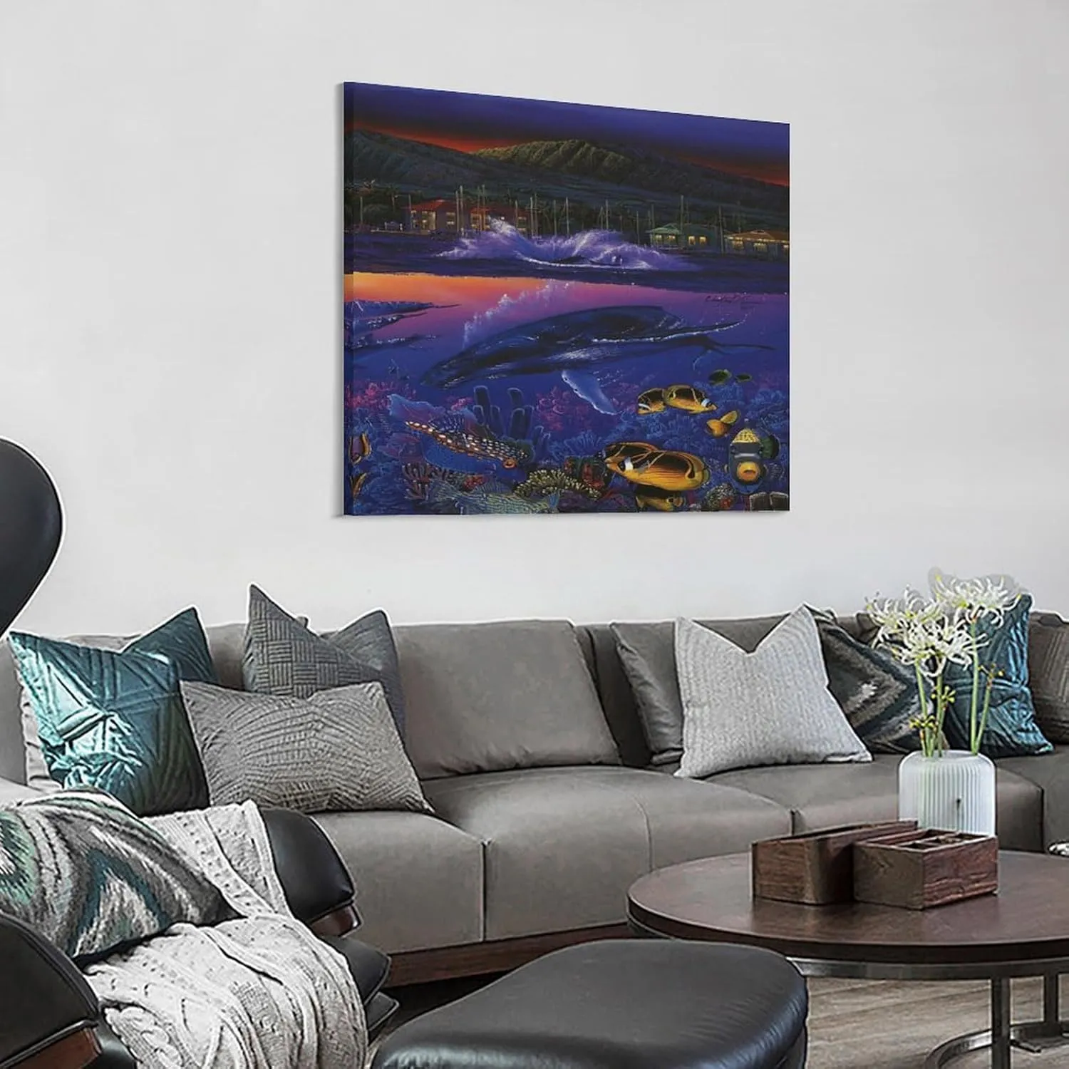 Christian Ries Lassen Mystic Orcas Wall Poster Painting On Canvas Wall Art Poster Scroll Picture Print Living Room Walls Decor Home Posters 16x16inch(40x40cm)
