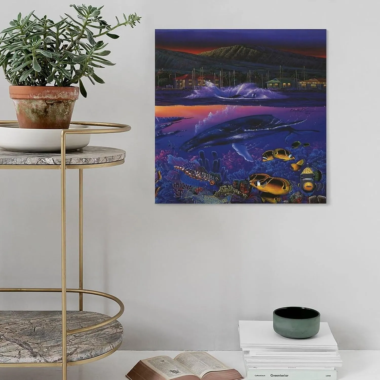 Christian Ries Lassen Mystic Orcas Wall Poster Painting On Canvas Wall Art Poster Scroll Picture Print Living Room Walls Decor Home Posters 16x16inch(40x40cm)