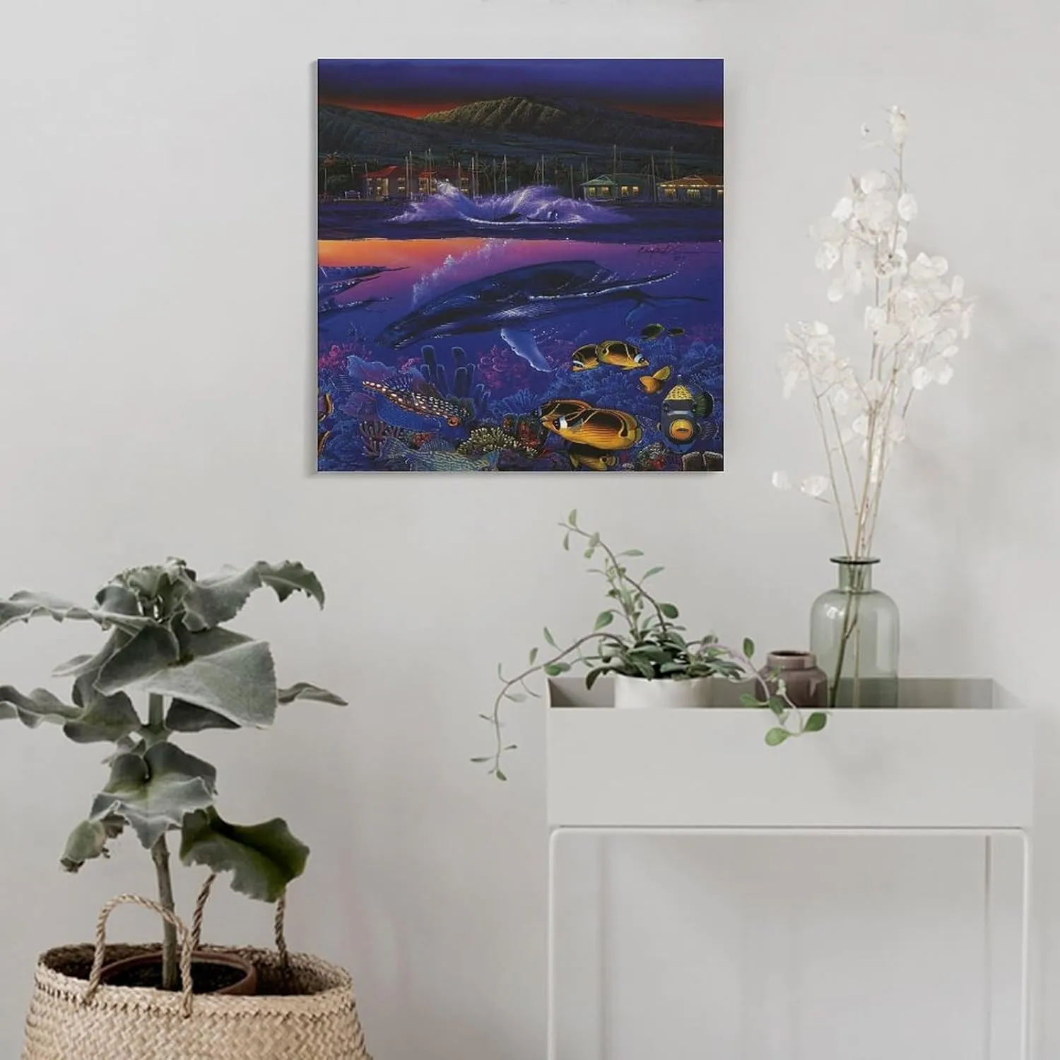 Christian Ries Lassen Mystic Orcas Wall Poster Painting On Canvas Wall Art Poster Scroll Picture Print Living Room Walls Decor Home Posters 16x16inch(40x40cm)