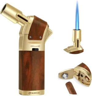 Cigar Lighter with Punch - Kitchen Cooking Torch Candle Lighter with Safe Lock Butane Torch for Grilling,Crème Brulee,Smoking - Refillable, Adjustable Flame Cigar Accessories