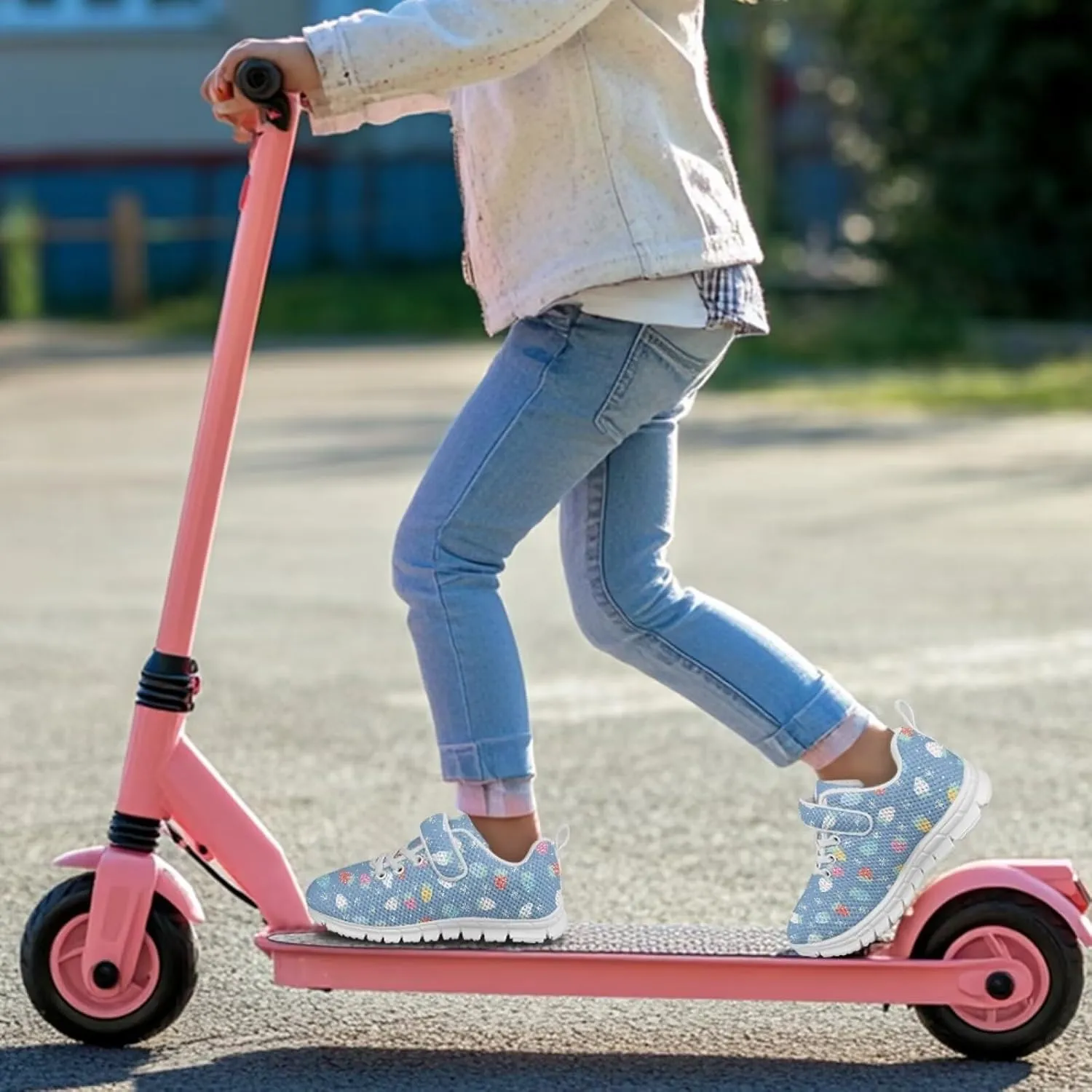 Coloranimal Kids Sneakers Walking Shoes Sports Shoes for Girls Slip On Sneakers Running Shoes Single Buckle Lace Up Shoes