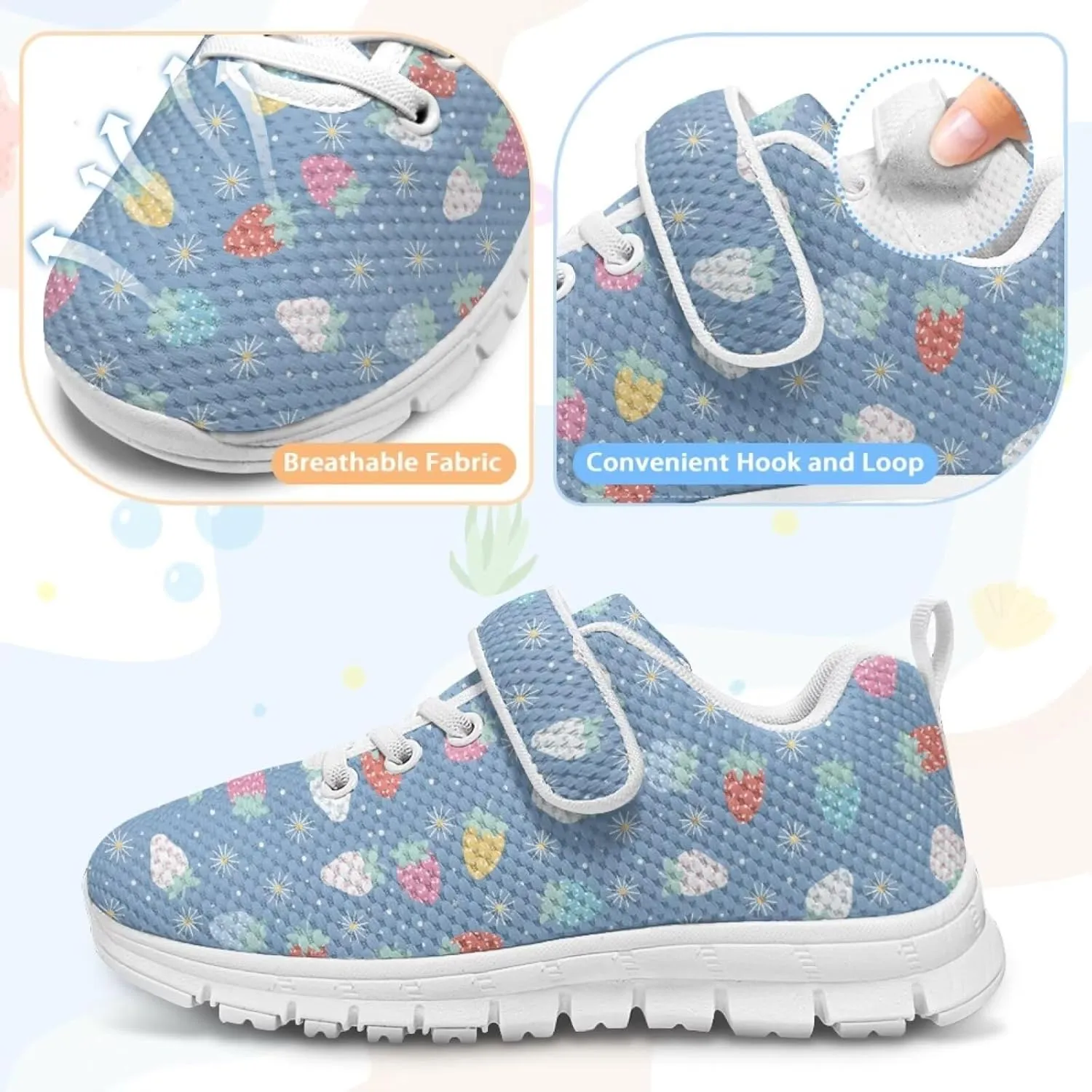 Coloranimal Kids Sneakers Walking Shoes Sports Shoes for Girls Slip On Sneakers Running Shoes Single Buckle Lace Up Shoes