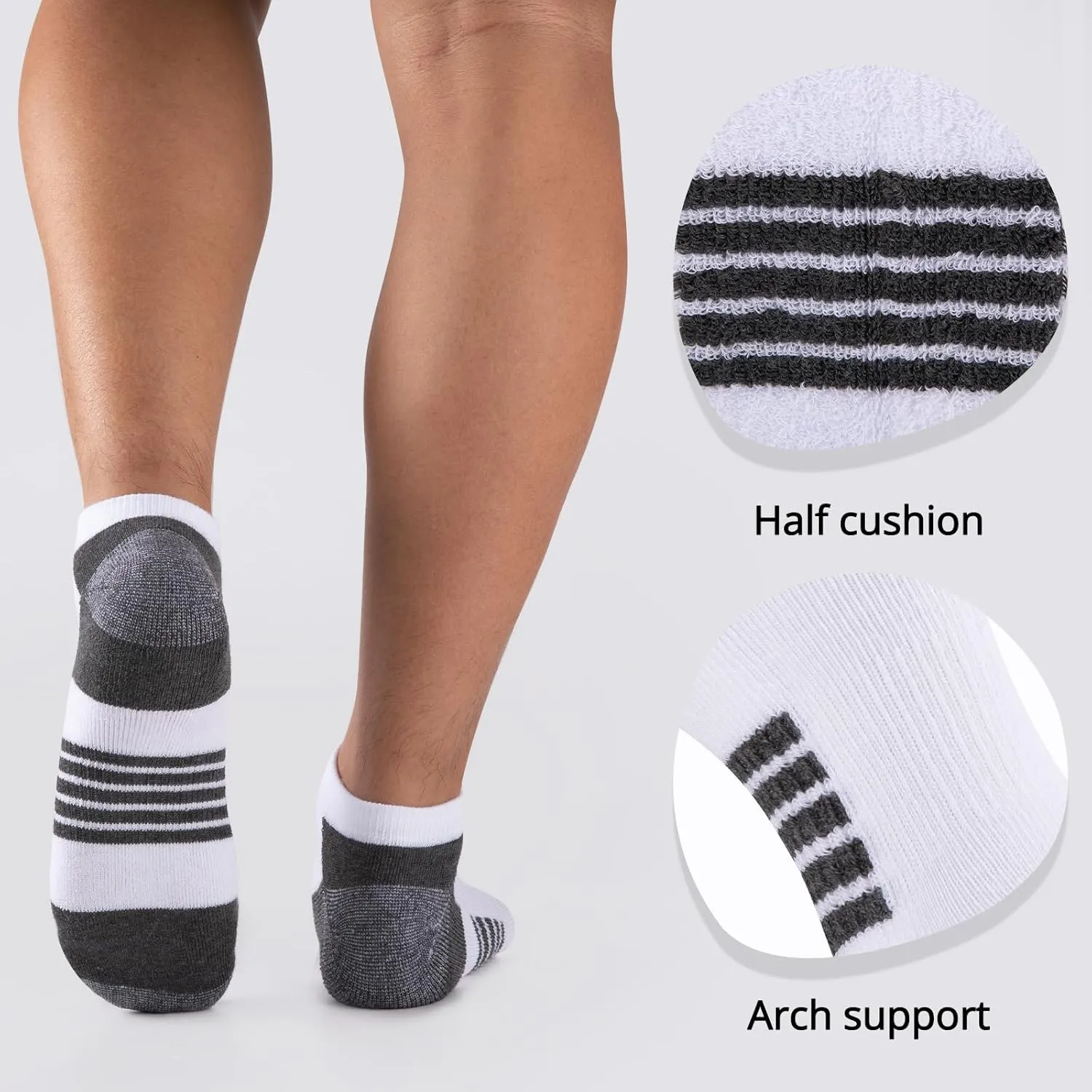 COOVAN 10 Pairs Mens Ankle Socks Men 10 Pack Low Cut Comfort Cushion Casual Socks