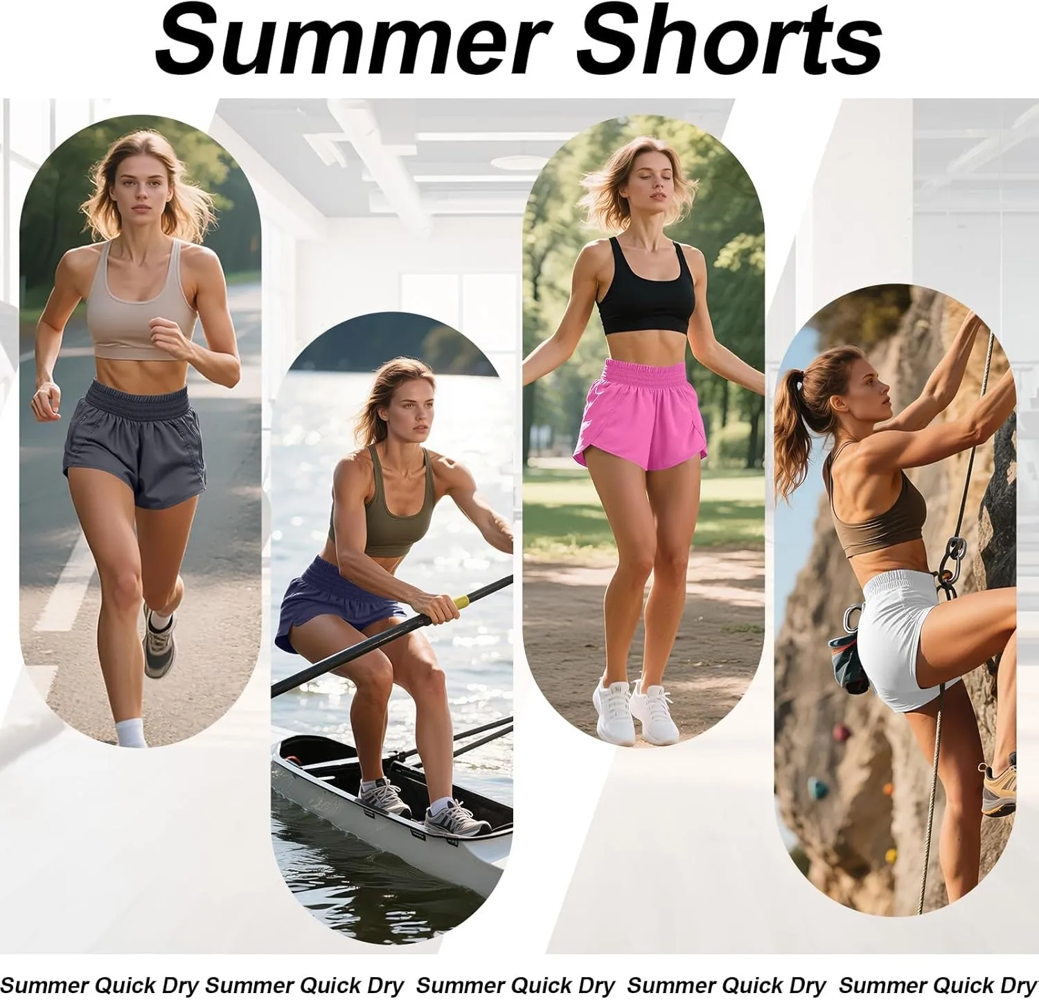 Coume 3 Pack Women's 2 in 1 Running Shorts with Zipper Pockets 2.5" High Waisted Quick Dry Athletic Workout Gym Summer Shorts