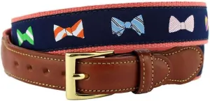 COUNTRY CLUB PREP How Do You Tie Bow Ties Leather Tab Belt in Navy on Nantucket Red Canvas